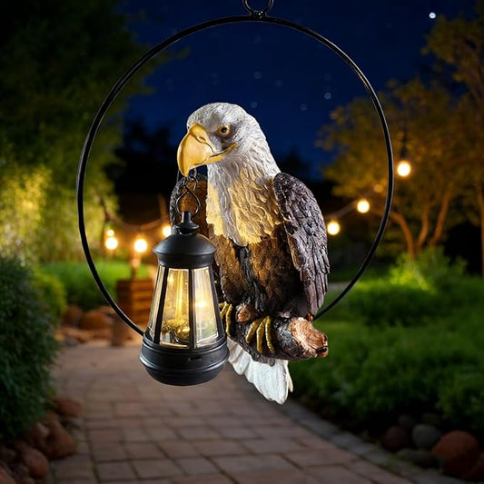 Solar-Powered Eagle Statue - 11.81 Inch Resin Outdoor Yard Art for Patio, Garden, Lawn | Ideal Housewarming & Birthday Gifts for Grandma, Mom & Women