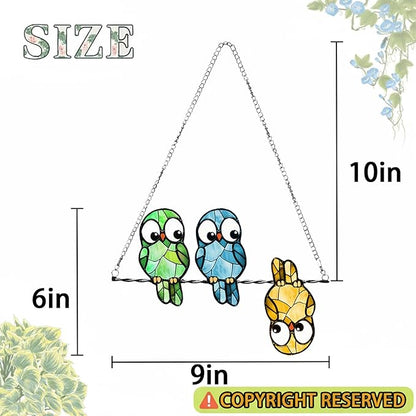 Stained Glass Window Hanging Multicolor Owls Ornaments - Handmade Stained Glass Suncatchers Hanging Outdoor Garden Decor - Decoration for Home Garden Christmas Party Wedding Housewarming Gifts