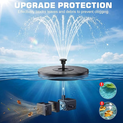 AISITIN 3.5W Solar Fountain for Bird Bath, Floating Solar Water Fountain Pump with 6 Interchangeable Nozzles, Outdoor Solar Water Pump for Garden Pond, Aquarium, Fish Tank, Pool