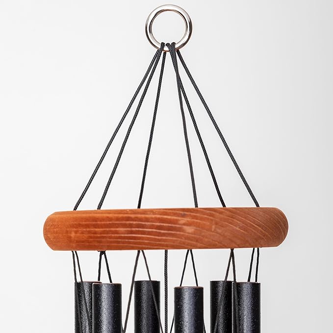 Festival 24-inch Redwood Wind Chime in Black by Wind River for Patio, Backyard, Garden, and Outdoor décor. Made in The USA