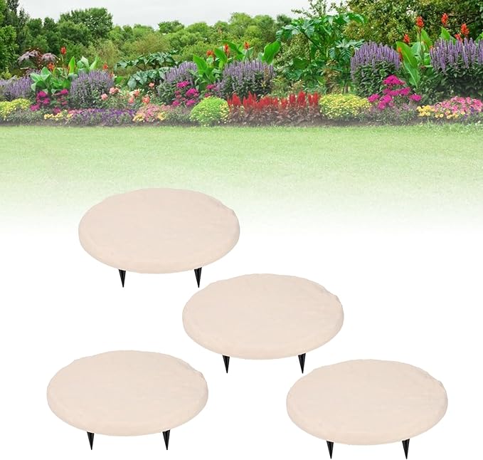 4Pcs 15.71in Garden Stepping Stones, Polypropylene Resin Step Stones with Ground Stakes, Pavers Decorative Walkway, Outdoor Walkway Stake Into The Ground for Lawn Garden Pathway