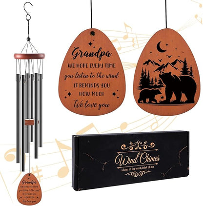 Grandpa Gifts Wind Chimes - Grandpa Birthday Christmas Father's Day Thanksgiving Retirement Gifts Ideas, Grandfather Wind Chime Presents from Granddaughter Grandson Grandkids