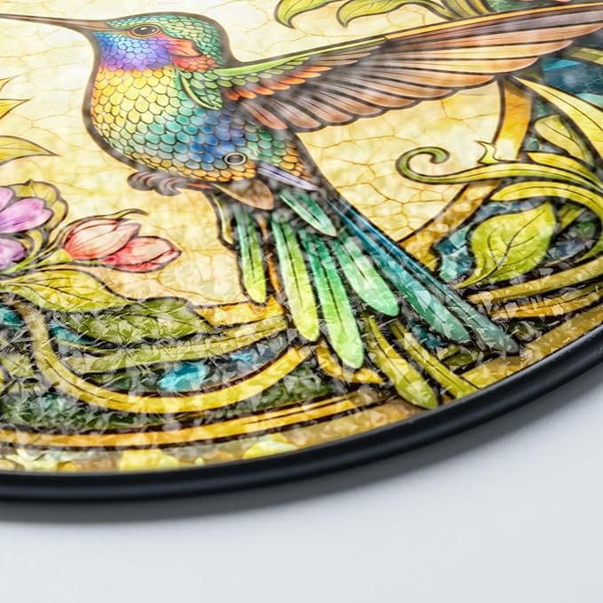 Stained Glass Window Hanging Hummingbird Sun Catcher, Gifts for Hummingbird Lovers, Colorful Bird Suncatcher for Window, Home Wall Art Decoration, Glass Bird Ornament Decor