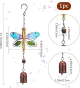 GORGECRAFT Dragonfly Wind Chime Metal Glass Music Wind Bell 14.2" Romantic Colorful Dragonfly Shaped Hanging Ornaments with Chime Gifts for Women Garden Patio Yard Party Indoor Outdoor Decorations