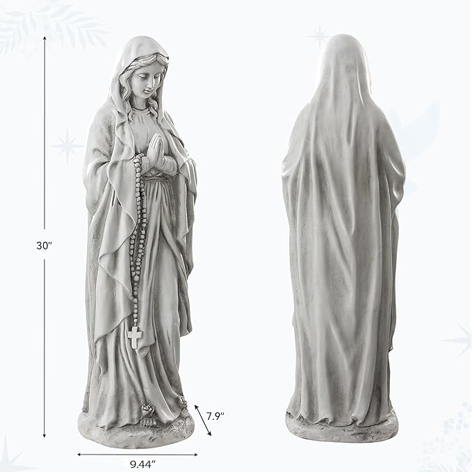 Virgin Mary Praying Statue, Large 30" Outdoor Religious Garden Statue, Blessed Mother Mary Statues Catholic, Durable Weather MGO Stone Sculptures Decorations for Home,Yard,Patio,Forch