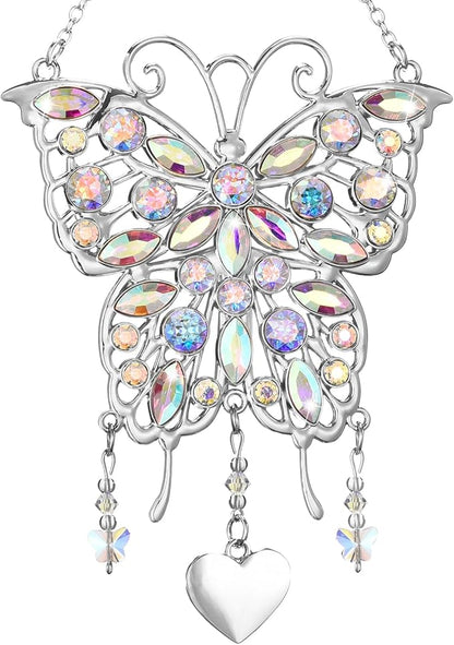 Glittering Butterfly Gift for Women - Valentine's Day, Birthday, Anniversary, Mother's Day Idea for Mom, Grandma, Wife - Hanging Ornament for Window Decor
