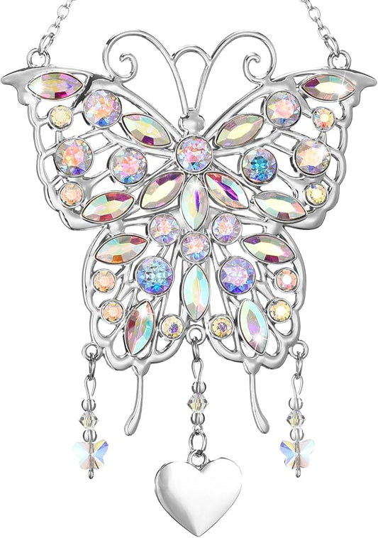 Glittering Butterfly Gift for Women - Valentine's Day, Birthday, Anniversary, Mother's Day Idea for Mom, Grandma, Wife - Hanging Ornament for Window Decor