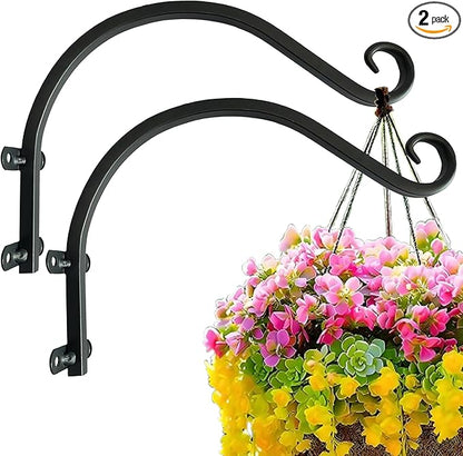 Hanging Plant Bracket, 12 inch Wall Mount Plant Hanger Outdoor Indoor, Set of 2 Retro Style Outdoor Hanging Basket Bracket Hooks for Plants Flower Bird Feeder Lanterns Wind Chimes
