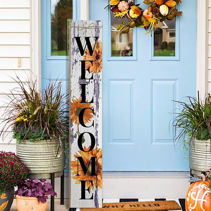 Sunflower Welcome Porch Sign Decor Summer Wooden Hanging Sign Door Porch Standing Decorative Signs Plaques for Front Door Farmhouse Outdoor Indoor Welcome Sign Wall Craft Decor 47.2"H