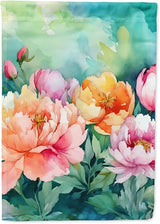 Caroline's Treasures Indiana Peonies in Watercolor Garden Flag Mailbox Flag Decorative Yard Flag Banner Outside Patio Artwork Yard Flower Beds, Garden Size, Multicolor