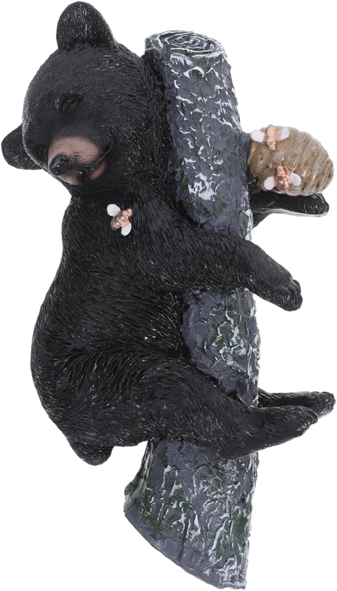 Toyvian Resin Bear Sculpture Lifelike Outdoor Animal Decor for Garden Durable Weather-Resistant Art Charming Tree Decoration for Nature Lovers and Adventurers