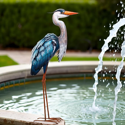 chisheen Outdoor Heron Statues Garden Decor Crane Statues Metal Yard Art Statue All Weather Resistant for Lawn Patio Porch Backyard Home Decoration Large Size