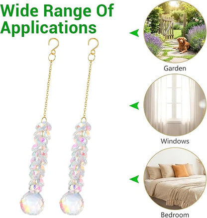 Suncatchers for Windows Hanging Prism, 2Pcs Crystal Suncatcher 31mm Sun Catcher with Crystals Chandelier Beads for Windows Doors Balconies Christmas Trees