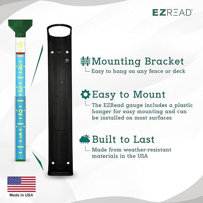 Headwind EZRead 26” Giant Professional Outdoor rain Gauge, USA Made Heavy Duty All Weather Freeze Proof mountable with Float, Hunter Green (820-0019)