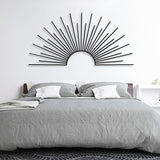Yemwot Sun Metal Wall Decor, Metal Sun Wall Decor Outdoor, Sunrise Art, Minimalist Line Art, Boho Sign, Living Room, Bedroom or Outdoor Hangings (Black, 47"x 23"| 120x60cm)