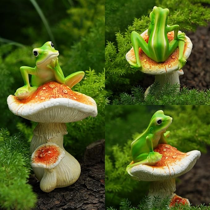 Frog Garden Decor, Outdoor Frogs Garden Statue for Yard, Garden, Indoor Outdoor Decoration and Housewarming Gift, Thinking Frog Statue