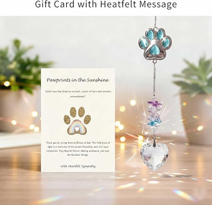 Pet Memorial Gifts for Dogs Cats: Heart Crystal Suncatcher Dog Memorial Gifts Loss of Dog Sympathy Gift Pet Remembrance Gift for Grieving Friends Family Member, Cat Memorial Gifts for Loss of Cat
