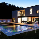 Outdoor Solar Garden Lights,Firework Lights 4 Pack Waterproof Decorative Pathway Lights,120Led Firefly Lights Solar Outdoor Decor for Courtyard Garden Party Yard Decorations Outdoor,Colorful