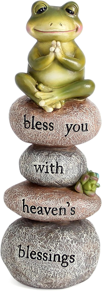 Garden Yoga Frog Statue Decor Meditation Zen Yoga Frog Figurines for Home and Garden Decoration, Gifts for Women Patio Yard Lawn Outdoor Sculptures, Bless You