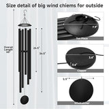 66" Extra Large Wind Chimes for Outside Deep Tone, 6 Thick and Bold Aluminum Tubes Tuned Relaxing Melody Wind Chime, Big Wind Chimes for Garden Patio Decor, Great Gift Idea for Mother's Day (Black)