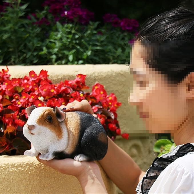 Outdoor Statues AO Guinea Pig Figurines Garden Cute Cartoon Animals Model Garden decor,3.9inch High