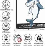 SmartSign Funny Beware Of Sharks Warning Sign - 10"x7", 40 mil Laminated Rust-free Aluminum - Metal Signs for Boys Room Wall Decor, Outdoors, Patio, Gifts, Cafe - Sharks Theme, Made in USA