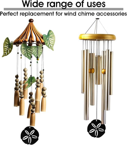 JIEYAO Replacement Wind Catcher, Metal Wind Chime Sail Parts with 16.4FT Nylon Cord Decorative Black Flower Design for Sympathy Wind Chimes and Wind Bells Sand Dollar