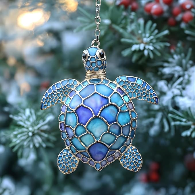 Sea Turtle Handmade Resin Suncatchers Artisan Sun Catcher Stained Glass Effect Window Hanging Garden Decor Ocean for Mom