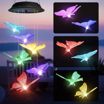 Mom Grandma Nana Wife Sister Gifts for Mothers Day, Mother Birthday Gardening Butterfly Gifts for Women, Wind Chimes Solar Lights Outdoor Decor for Garden Patio Yard Porch