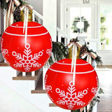 24 inch Inflatable Christmas Balls Ornaments, Christmas Decoration LED Lights with PVC, Giant Xmas Party Supplies, Garden Glow Up Balls with Remotes, Hanging Disco Balls with Snowflake 2PK