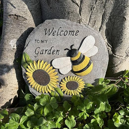 Milisten Outdoor Decorative Stepping Stone Bee and Sunflower Design for Garden Pathway Durable Resin Craft for Lawn and Patio Embellishment Charming Garden Accessory