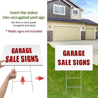 12 Pack Yard Sign Stakes, 23X10 INCH H Frames Metal Stakes for Yard Signs for Ground Outdoor, Yard Sign Holder Stand for Corrugated Plastic Sign, Blank Lawn Sign, Estate Garage Sale, Easter Decor