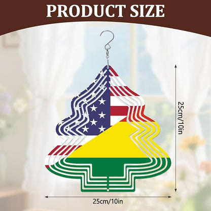 Bolivia Bolivian America Flag Wind Spinners Outdoor Tree Kinetic Sculptures Chimes 10 inch Decorative Tinplate Metal Art Christmas Decorations Garden Patio Yard Indoor Decor