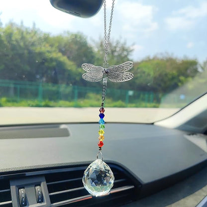 Crystal Sun Catcher Rear View Mirror Accessories, Colorful Crystals Suncatcher Car Mirror Hanging Accessories Car Decor, Hanging Ornament for Window Home Garden etc.
