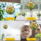 GENANY Sunflowers Glass Window Hanging, Spring Sun Catcher with Metal Chain and Hook, Romantic Gifts for Women Friends Family, Garden Decor, Housewarming Gifts, Outdoor Decor