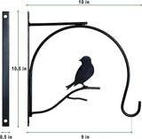 Hanging Plant Bracket 10 Inch 2 Pack Metal Iron Wall Hooks Decorative for Bird Feeders Plant Hanger Wind Chime Lanterns Indoor Outdoor, Black