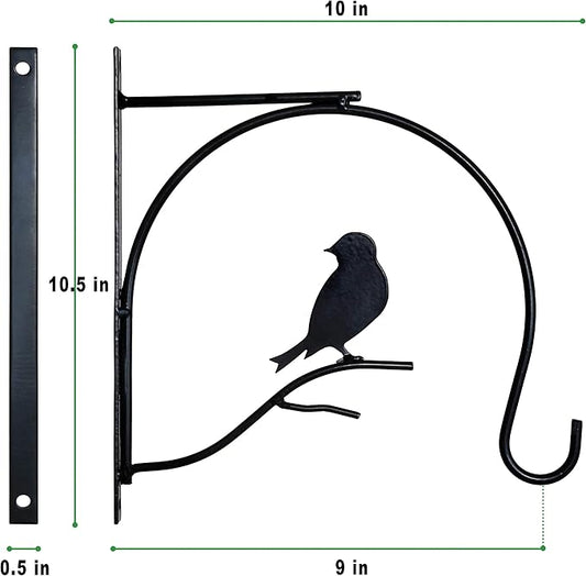 Hanging Plant Bracket 10 Inch 2 Pack Metal Iron Wall Hooks Decorative for Bird Feeders Plant Hanger Wind Chime Lanterns Indoor Outdoor, Black
