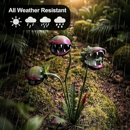 Whimsical Metal Carnivorous Plant Garden Stake, 25-Inch Large Venus Flytrap Monster Plant Sculpture, Durable Yard Art for Flower Beds, Patios & Planters, Unique Quirky Garden