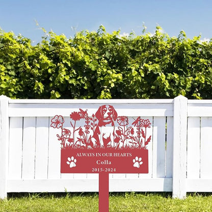 Personalized Flora Dog Memorial Garden Stake - Custom Cemetery Sign With Stake - Pet Grave Marker Plaque - Engraved Headstone for Dogs