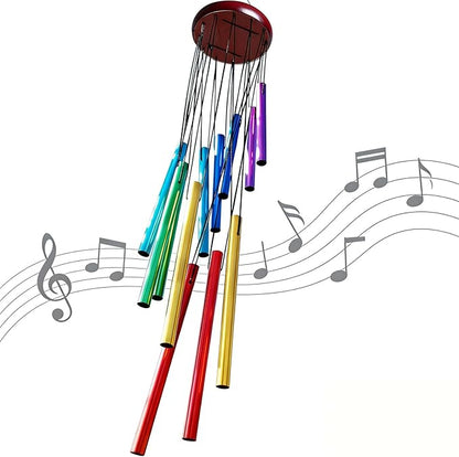 Wind Chimes for Outside, Colorful Wind Chimes with 12 Aluminum Tunes, Musical Outdoor Wind Chimes for Patio Garden Yard Home Decor, Memorial Wind Chime Gifts for Mom Grandma