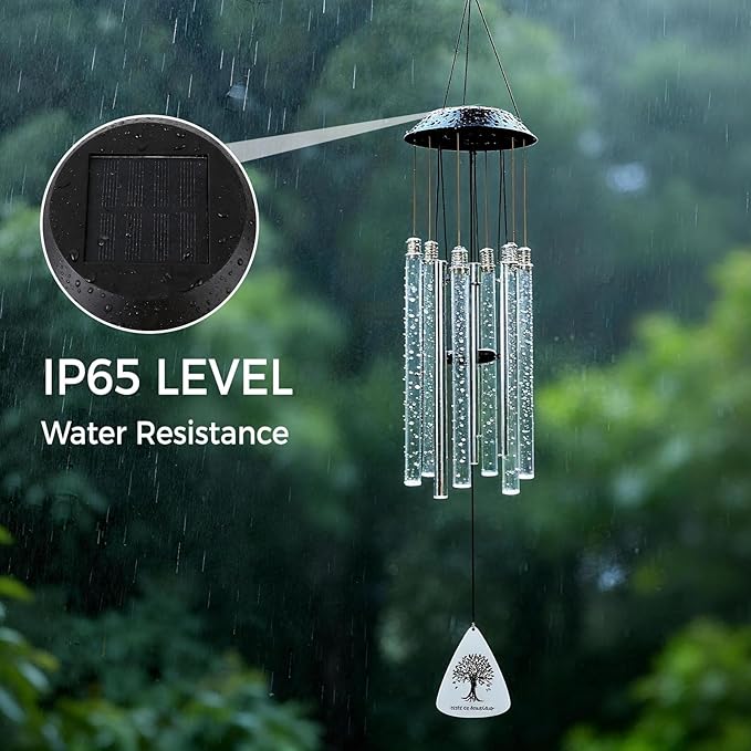 Solar Wind Chimes for Outside, 6 LED Tubes Color Changing Outdoor Clearance Unique Garden Decor Colorful Patio, Gifts for Her/Him Gift Version(37" Long)