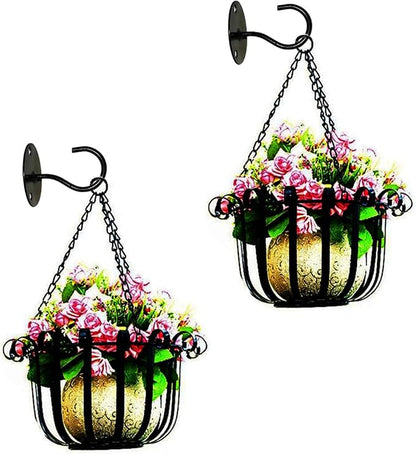 TIHOOD 2PCS Wall Mount Ceiling Hooks, Metal Plant Bracket Iron Wall Mount Lanterns Hangers for Hanging Bird Feeders, Lanterns, Wind Chimes, Planters, Outdoor Decoration Hooks