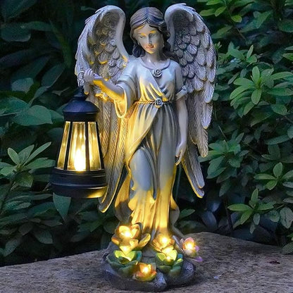 Solar Angel Outdoor Garden Decor Statues – 11.6 inches Outdoor Sculptures with Solar Light,for Outside Yard Art Patio Balcony Front Lawn Ornaments Gifts for Mom Grandma Women