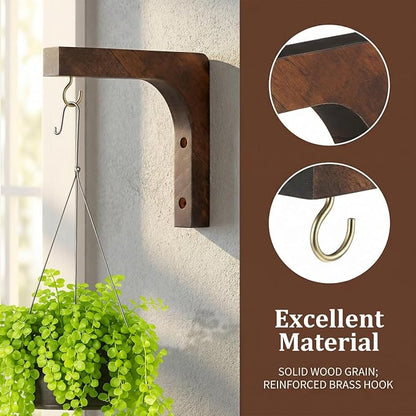 Abaodam Wooden Wall Mounted Hanging Plant Hanger Wall Hooks for Flower Bracket Planter Wind Chimes Patio Decor