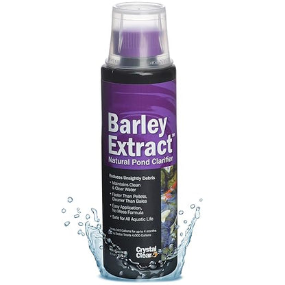 CrystalClear Barley Extract Pond Treatment – Natural Water Clarifier for Fountains, Water Gardens & Koi Ponds, Clears Cloudiness, Fish & Plant Safe, 16 Ounces