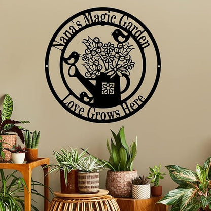 Custom Garden Sign Art,Personalized Garden Wall Art Decor,Custom Metal Flowers Shop,Birds Metal Sign for Home Wall Hanging Outdoor Decorate Gifts