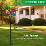 Large Metal Wind Spinner for Garden and Yard – 63 Inch Kinetic Outdoor Sculpture with Dual Direction 360° Spinning Blades – Weather Resistant Moons Yard Art Decor for Patio, Lawn, and Porch