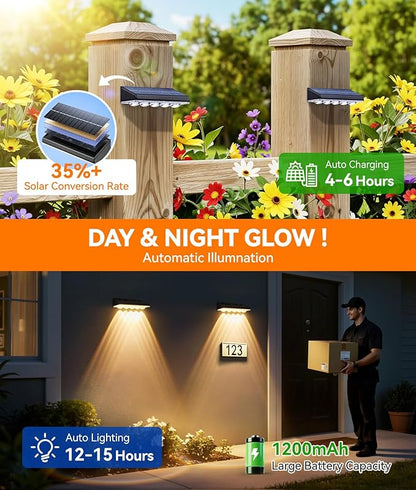 KOOPER Solar Fence Lights Outdoor Waterproof, 8 Pack Warm White & 9 Fixed Colors & Color Changing Fence Lights Solar Powered, Solar Lights Outdoor Fence for Outside Backyard Railing Patio Wall Deck