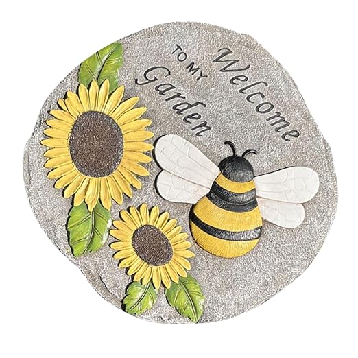 Milisten Outdoor Decorative Resin Stepping Stone Unique Footstep Design for Garden Pathway Weather-Resistant Accent for Lawn and Patio Decor and Sunflower Theme