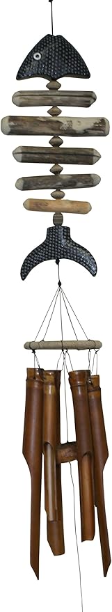 Cohasset 109S Bone Fish with Dots Bamboo Wind Chime